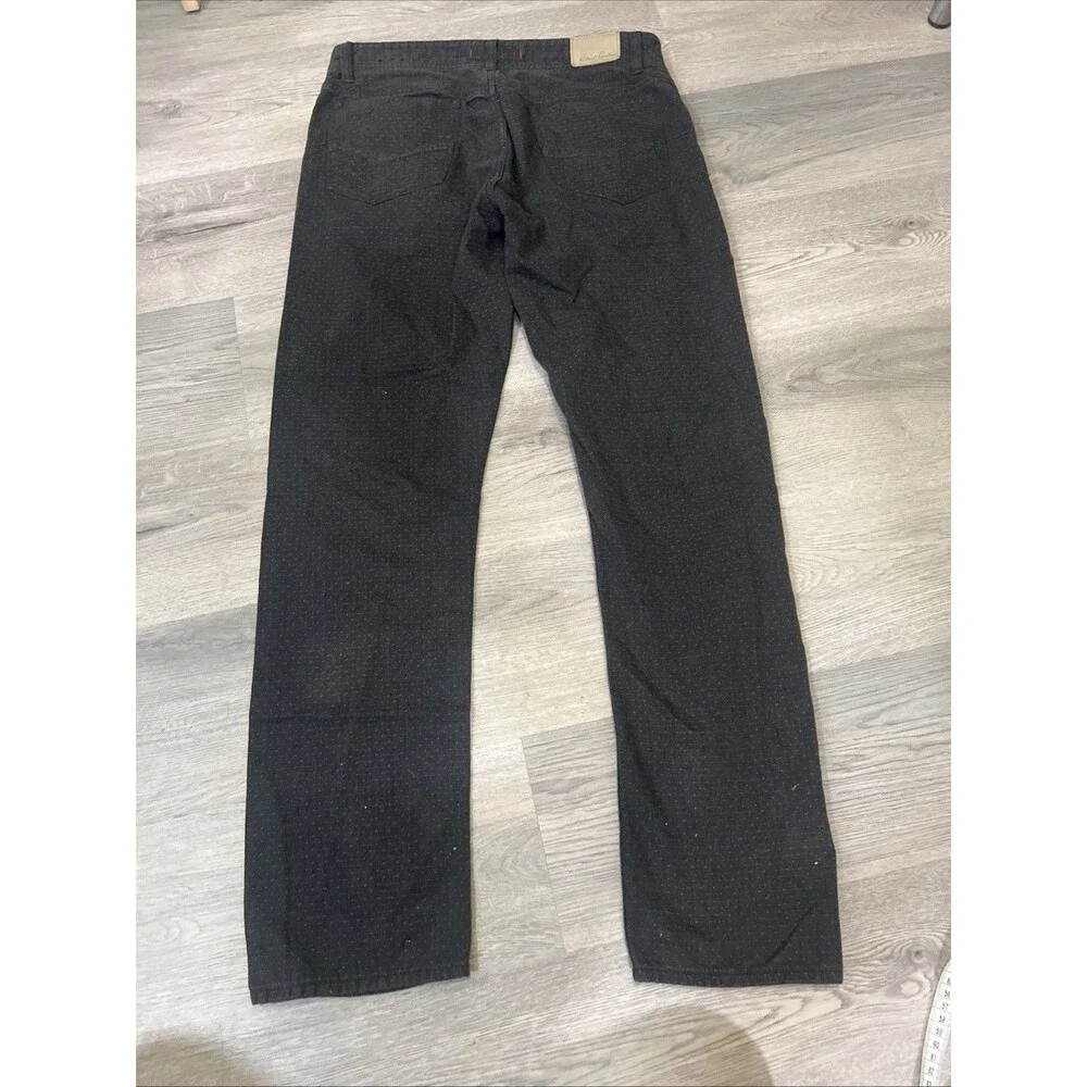 Robert Graham Mens Charcoal Grey Micro Dot Textured Cotton Straight Leg Pants 32